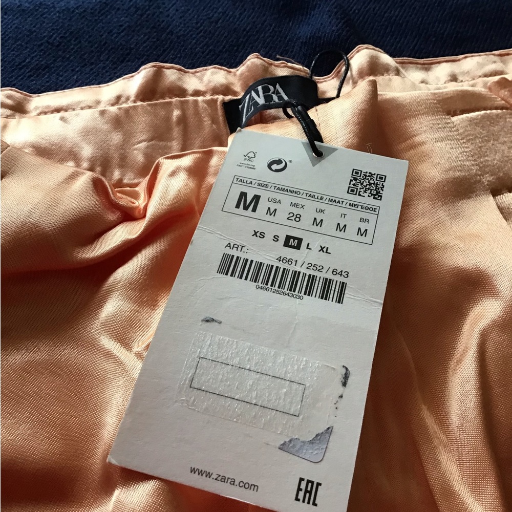 Zara orange tangerine satin effect trousers pants - Picture 6 of 9